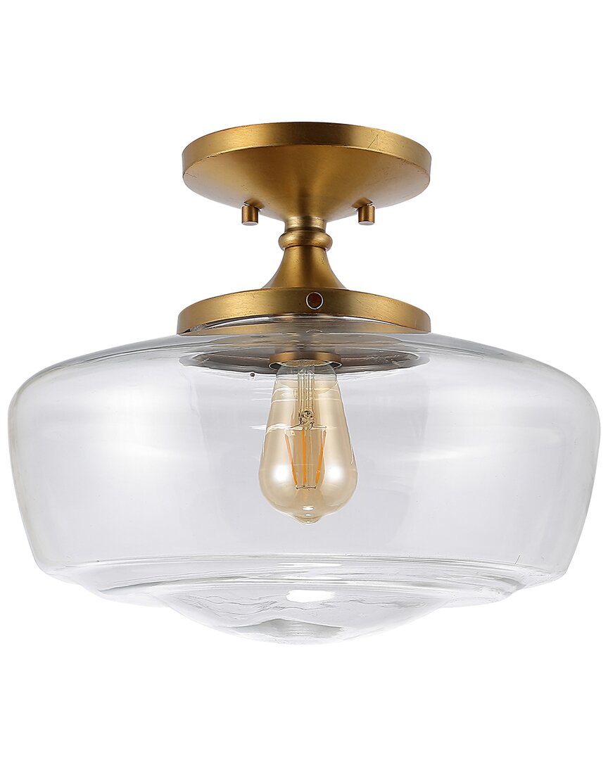 Jonathan Y Marfa 14 Glass Iron Farmhouse Modern Led Flush Mount In Brass