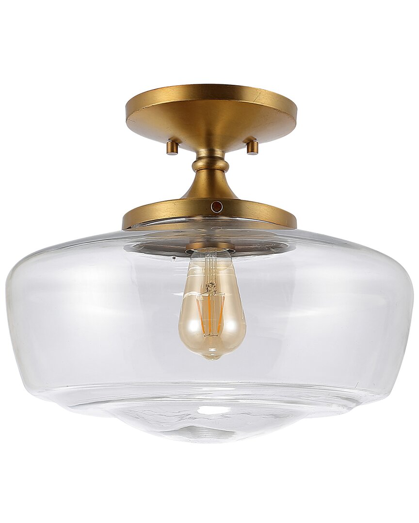 Shop Jonathan Y Marfa 14 Glass Iron Farmhouse Modern Led Flush Mount In Brass