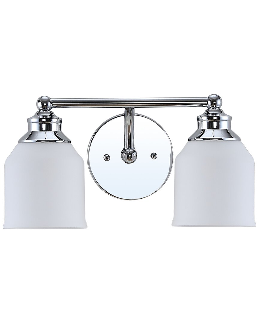 Jonathan Y Lydia 14 2 Light Iron Frosted Glass Farmhouse Cottage Led Vanity Light In Metallic