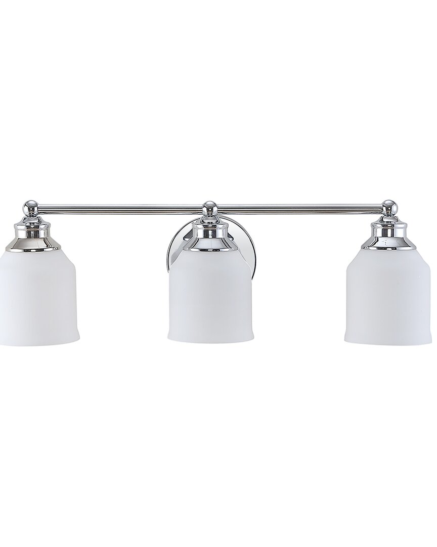 Jonathan Y Lydia 24 3 Light Iron Frosted Glass Farmhouse Cottage Led Vanity Light In Metallic