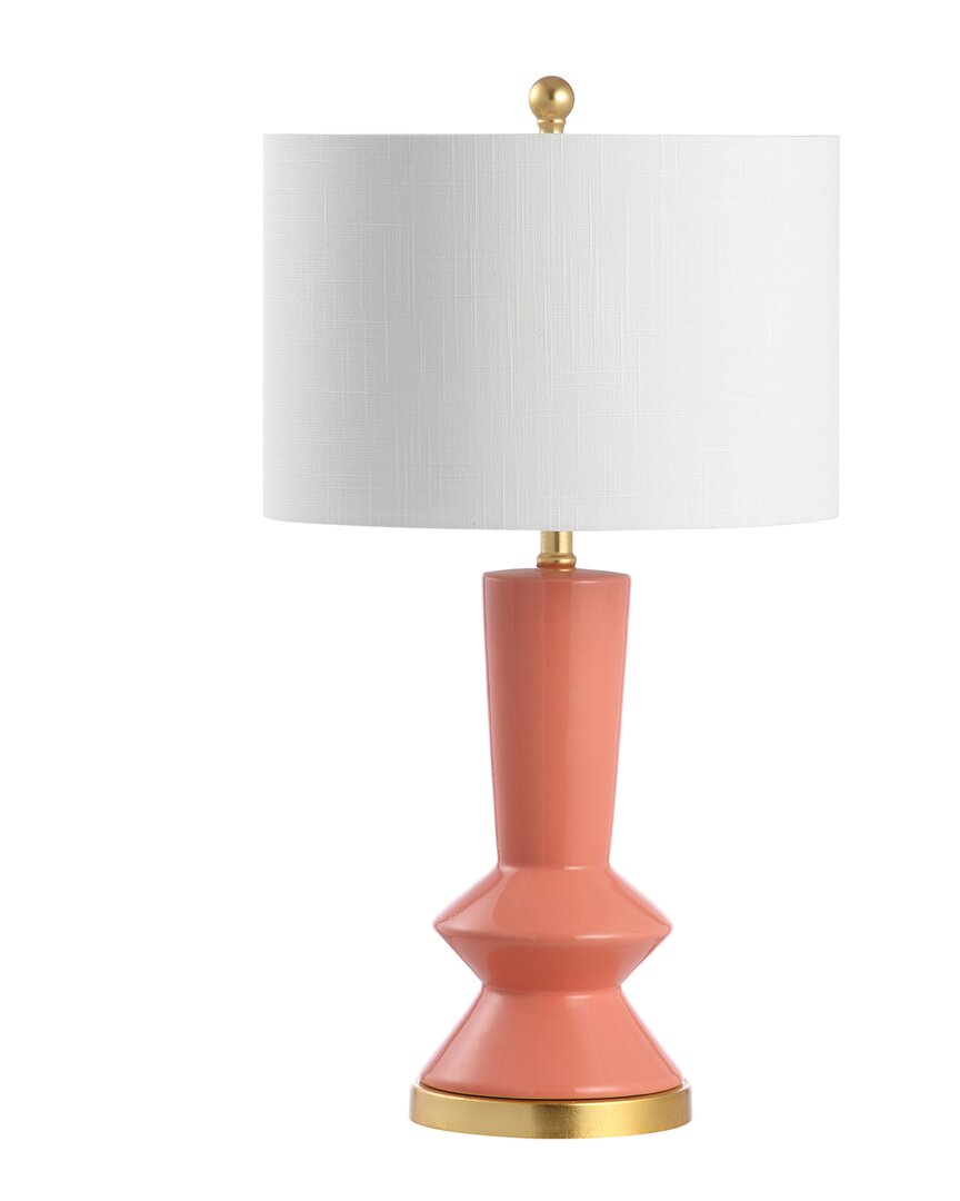 Jonathan Y Ziggy 27 Ceramic Iron Contemporary Glam Led Table Lamp In Coral