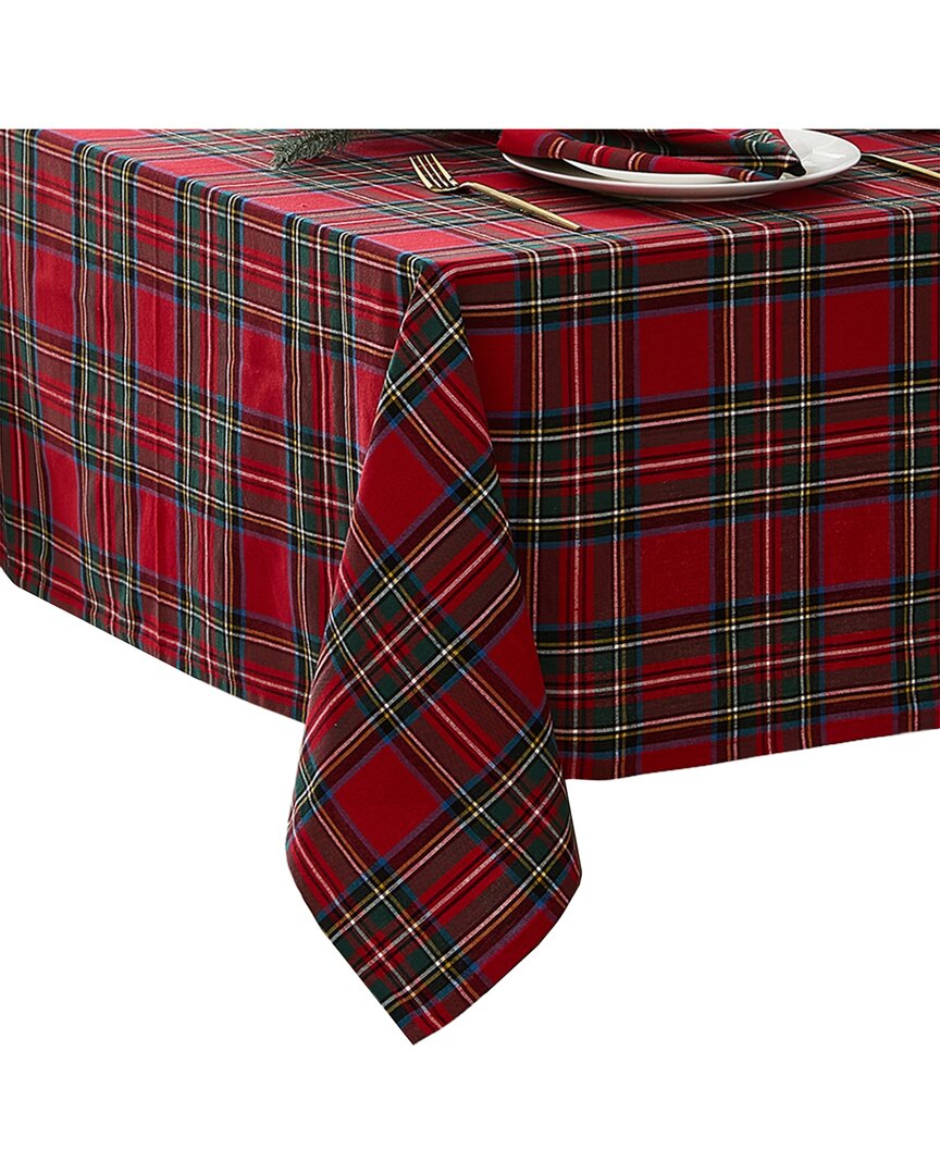 Elrene Home Fashions Stowe Tartan Holiday Plaid Rectangle Tablecloth In Red