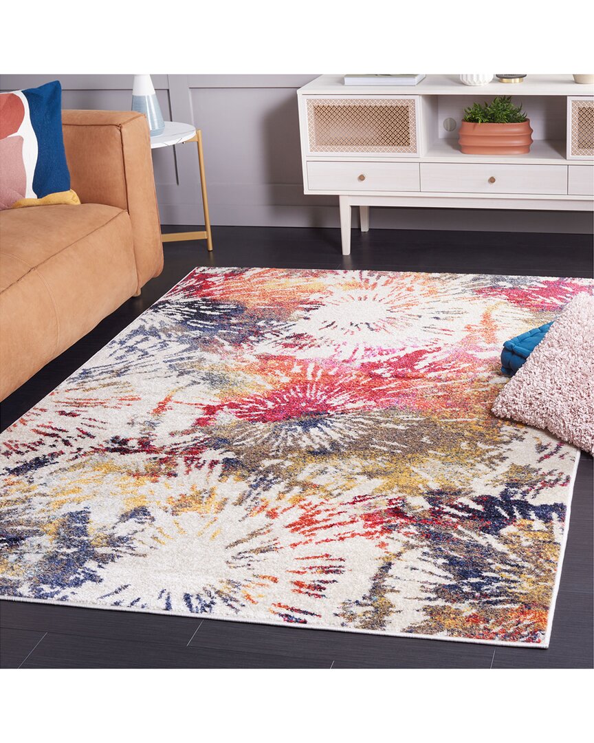 Safavieh Adirondack Swirla Power Loomed Rug Ivory / Fuchsia In Multi