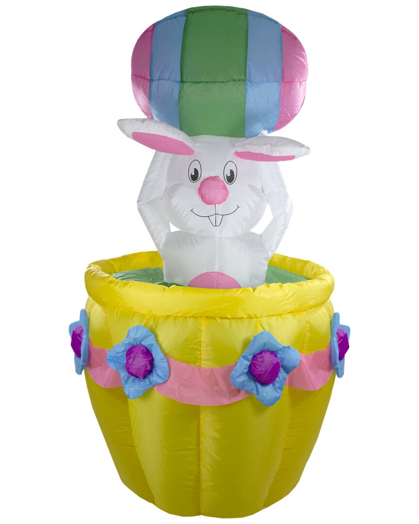 Shop Northlight 5.5ft Lighted & Animated Inflatable Bunny & Basket Outdoor Decoration In Green