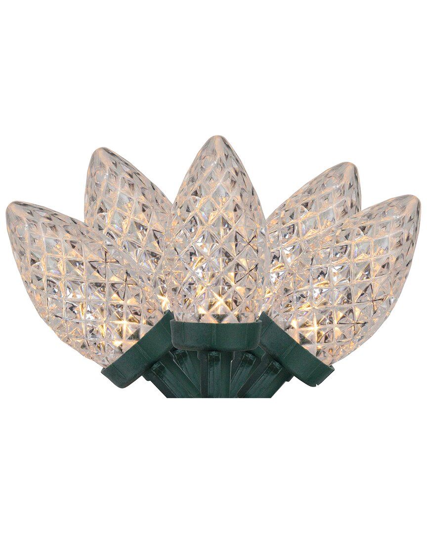 Northern Lights Northlight 100 Warm White Led Faceted C7 Christmas Lights - 66ft Green Wire In White