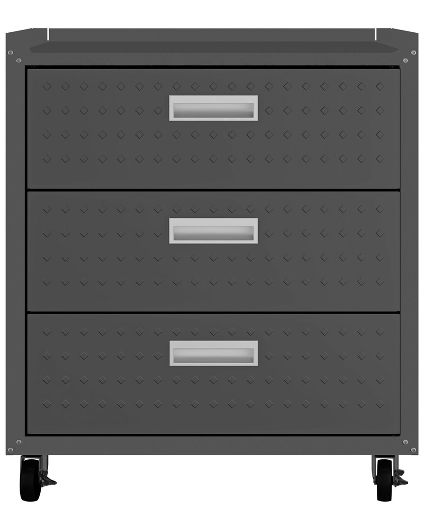 Manhattan Comfort Fortress 32in Mobile Garage Chest With Drawers In Grey