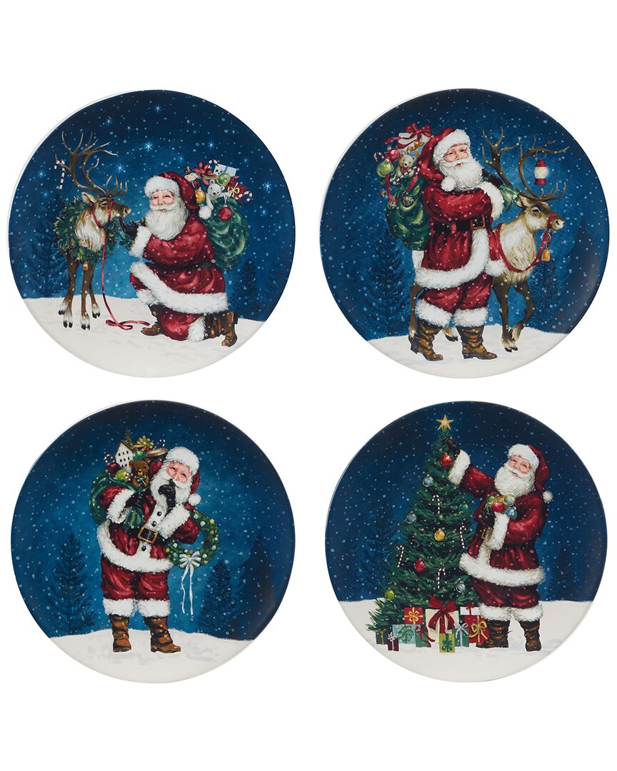 Certified International Santa's Secret Dinner Plates, Set Of 4