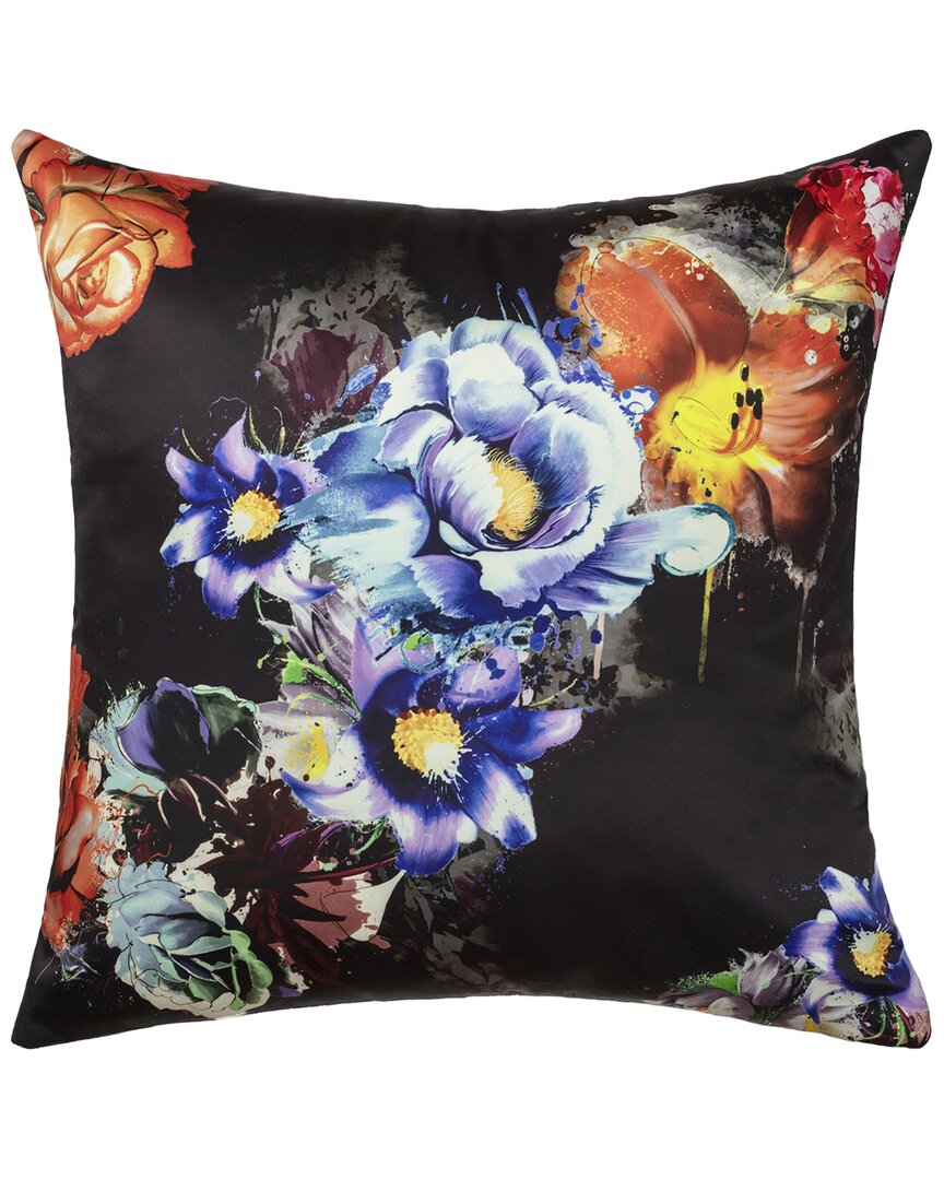 Linum Home Textiles Bright Bouquet Decorative Square Pillow Cover In Black