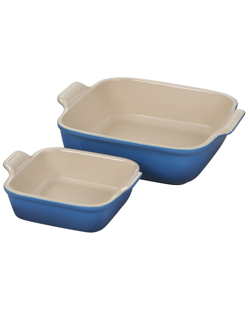 Le Creuset Heritage Set Of 2 Square Dishes In Blue