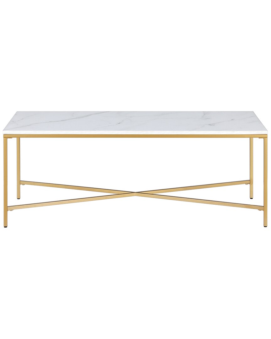 Abraham + Ivy Henley 48 Wide Rectangular Coffee Table With Faux Marble Top In Gold