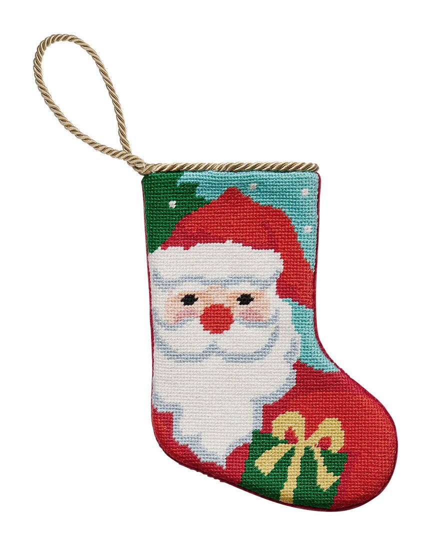 Peking Handicraft Santa Embroidered Needlepoint Mini Stocking In Multi