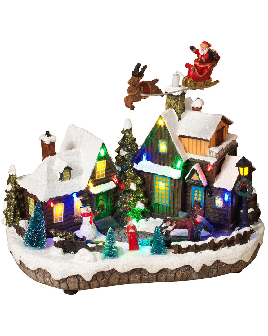 Gerson International Lighted Holiday Village Scene With Seasonal Accent In Multicolor