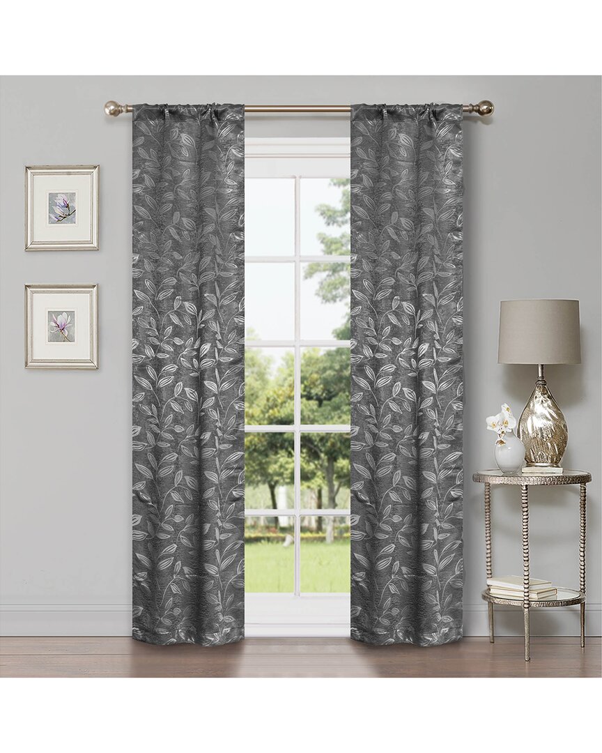 Superior 26x84 Leaves Modern Bohemian Blackout 2pc Curtain Panel Set In Black
