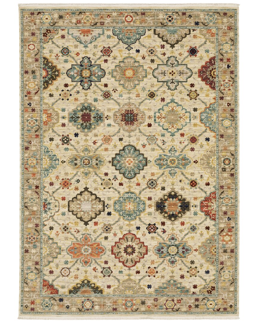 Stylehaven Lakeview Oriental Medallions Fringed Edge Wool-blend Area Rug In Beige