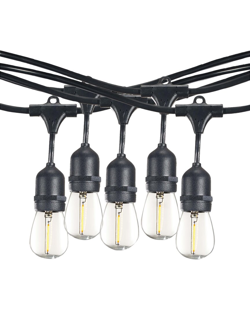 Bulbrite 14ft Black String Light Kit With Plastic Clear S14 Led Light Bulbs, 1pk