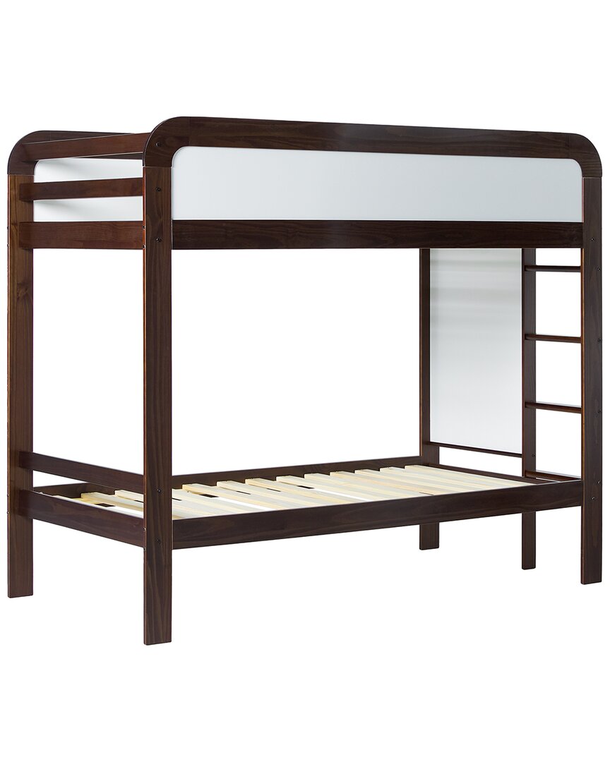 Walker Edison Modern Solid Wood Bunk Bed With Ladder In Brown