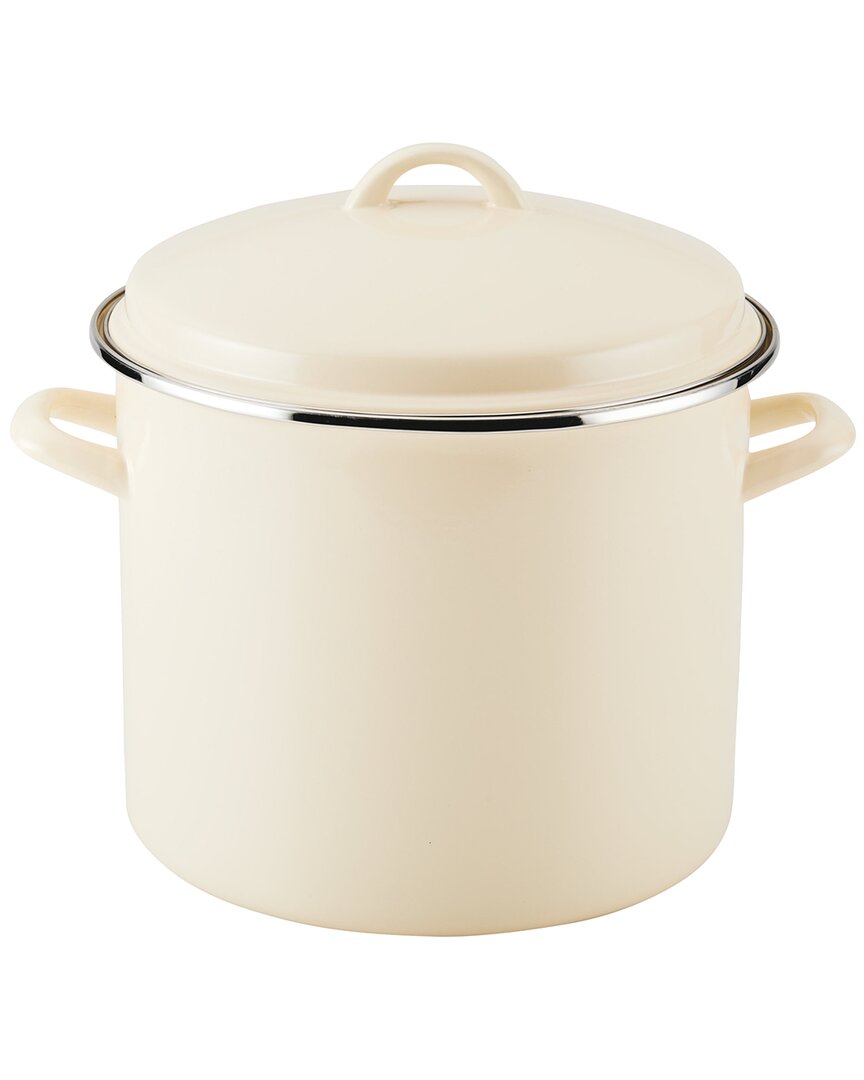 Rachel Ray Rachael Ray Enamel-on-steel Induction Stockpot With Lid 12qt In Brown