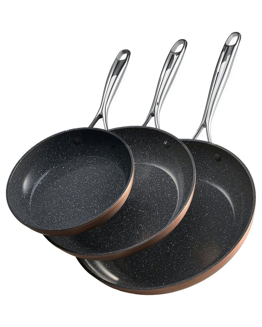Vevor 3pc Frying Pan Aluminum Skillet Set In Black
