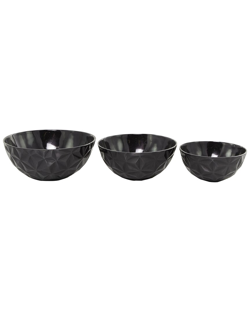 The Novogratz Set Of 3 Black Aluminum Faceted Decorative Bowl