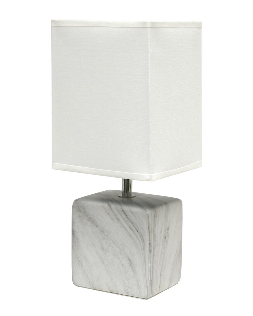 Lalia Home Petite Marbled Ceramic Table Lamp In White