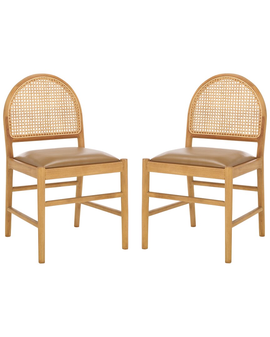 Safavieh Couture Laylie Rattan & Leather Dining Chair In Brown