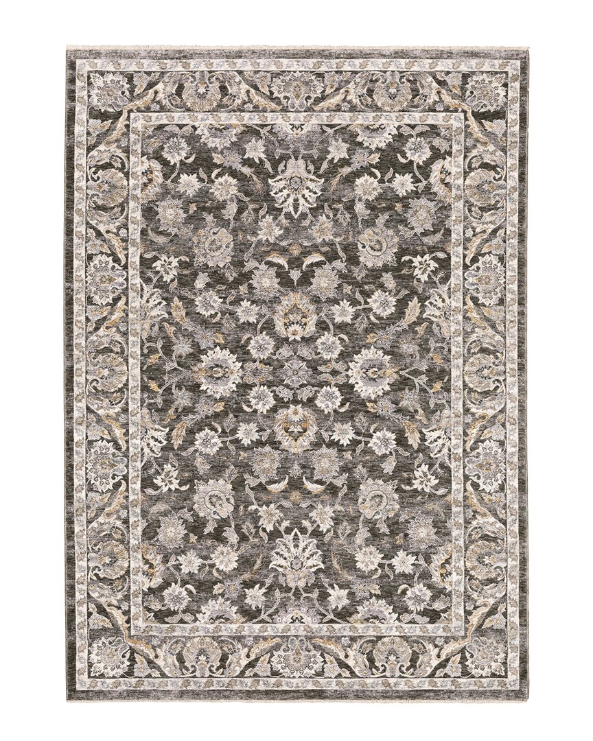 Stylehaven Mystique Vintage Framed Traditional Fringed Area Rug In Grey