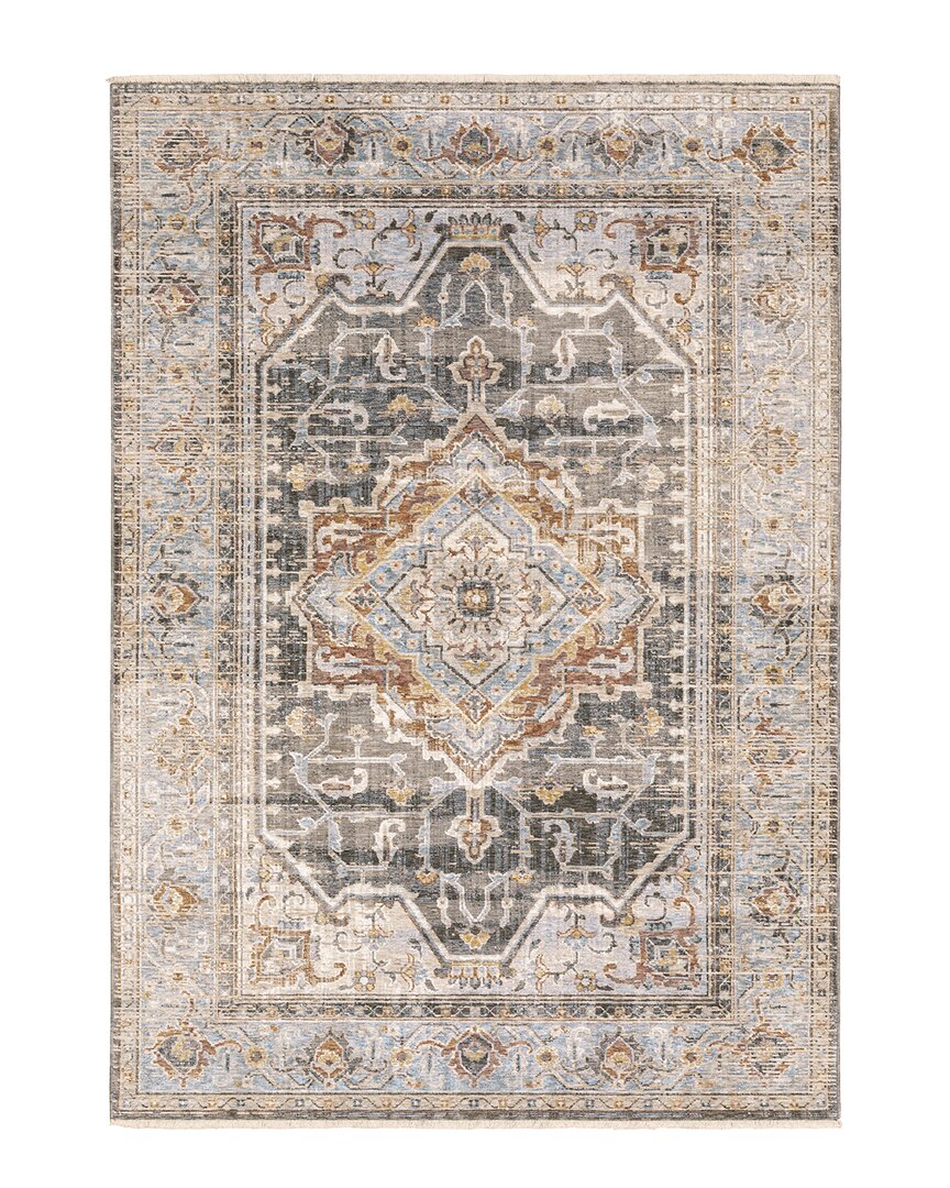 Stylehaven Mystique Distressed Medallion Fringed Area Rug In Grey