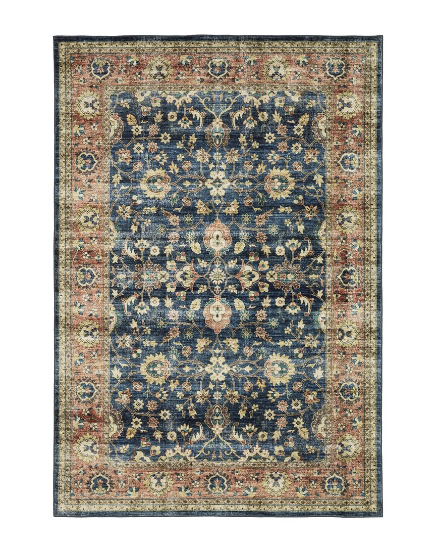 Shop Stylehaven Stellar Vintage Bordered Traditional Washable Area Rug In Blue