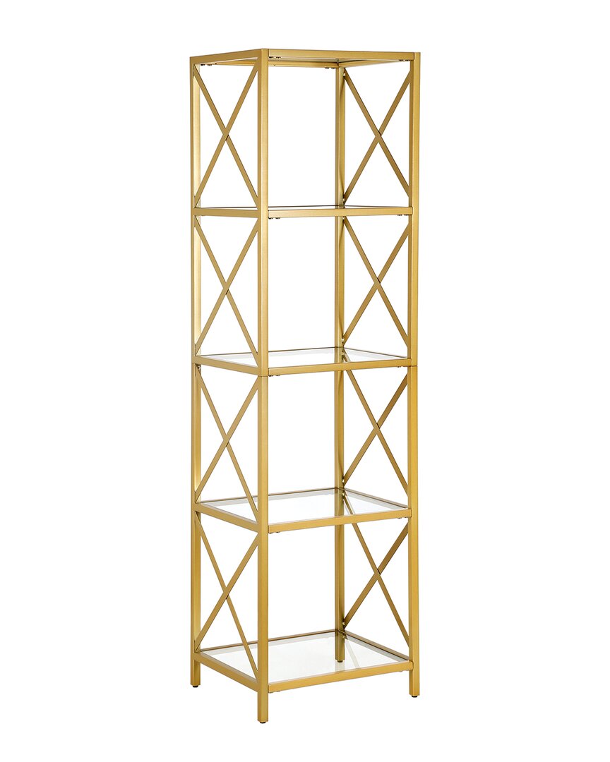 Abraham + Ivy Celine 18in Wide Brushed Brass Finish Bookcase In Gold