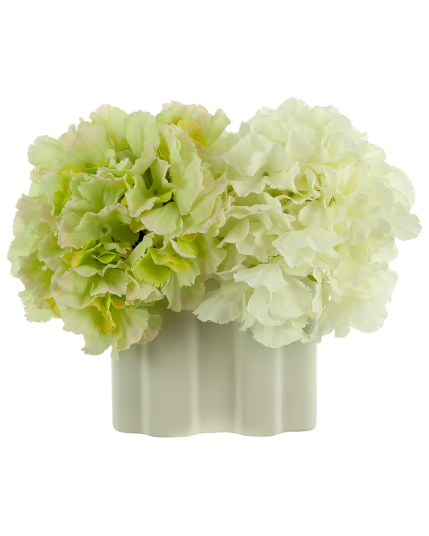 Shop Creative Displays Green & White Hydrangeas Arranged In A Decorative White Ceramic Vase