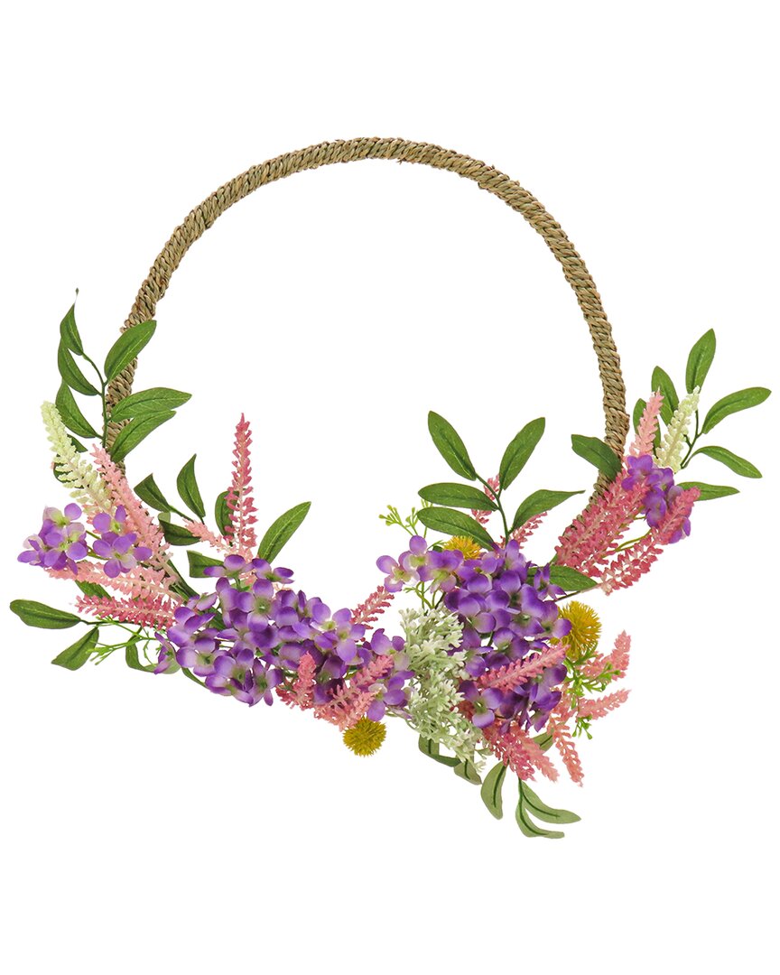 National Tree Company 16in Spring Lavender And Mini Blossoms Hoop Wreath In Purple