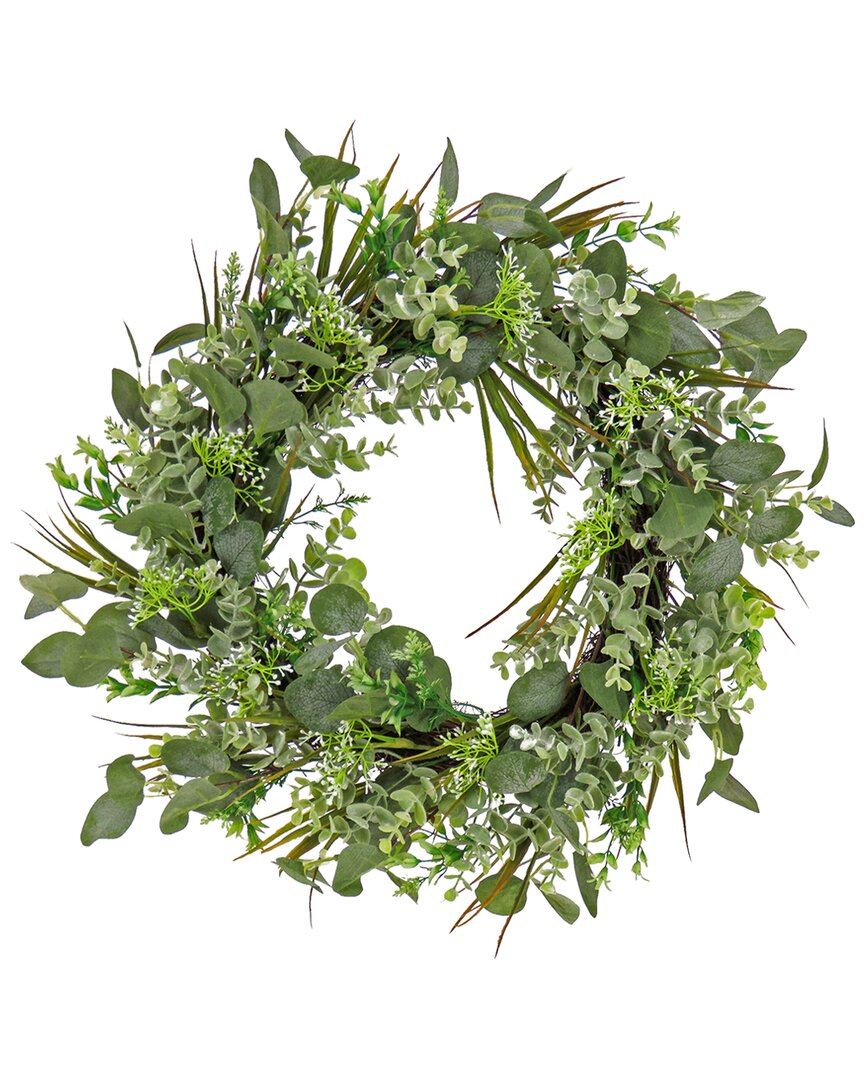 National Tree Company 22in Eucalyptus And Grass Wreath In Green