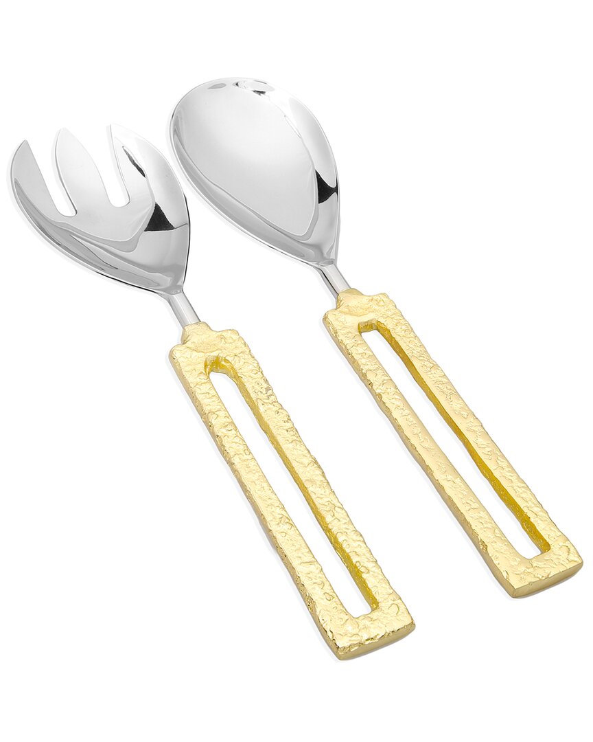 Alice Pazkus 2pc Square Handle Salad Servers In Gold