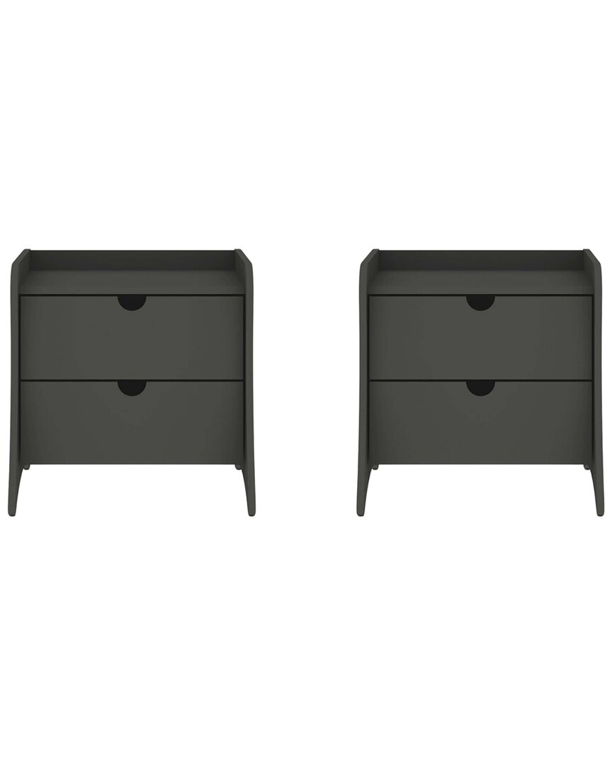 Manhattan Comfort Coney Mid-century Modern 2-drawer Nightstand In Grey