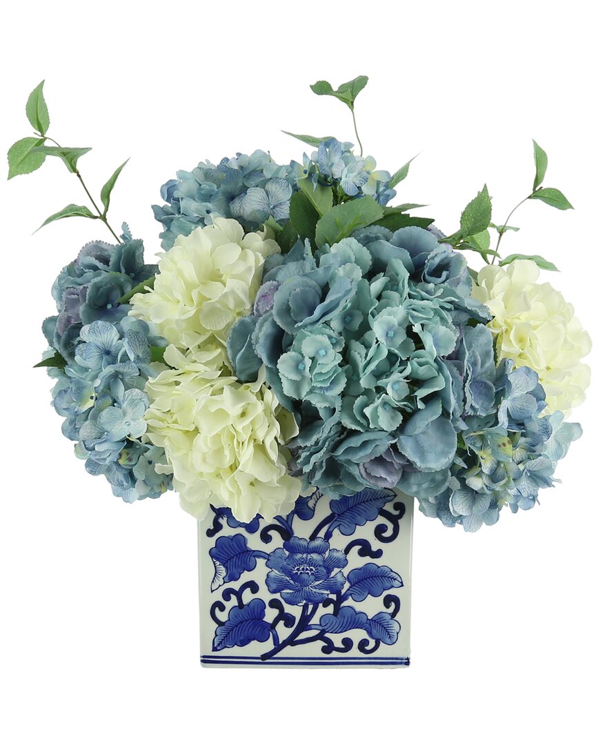 Creative Displays Glam Blue And White Hydrangea Floral Arrangement