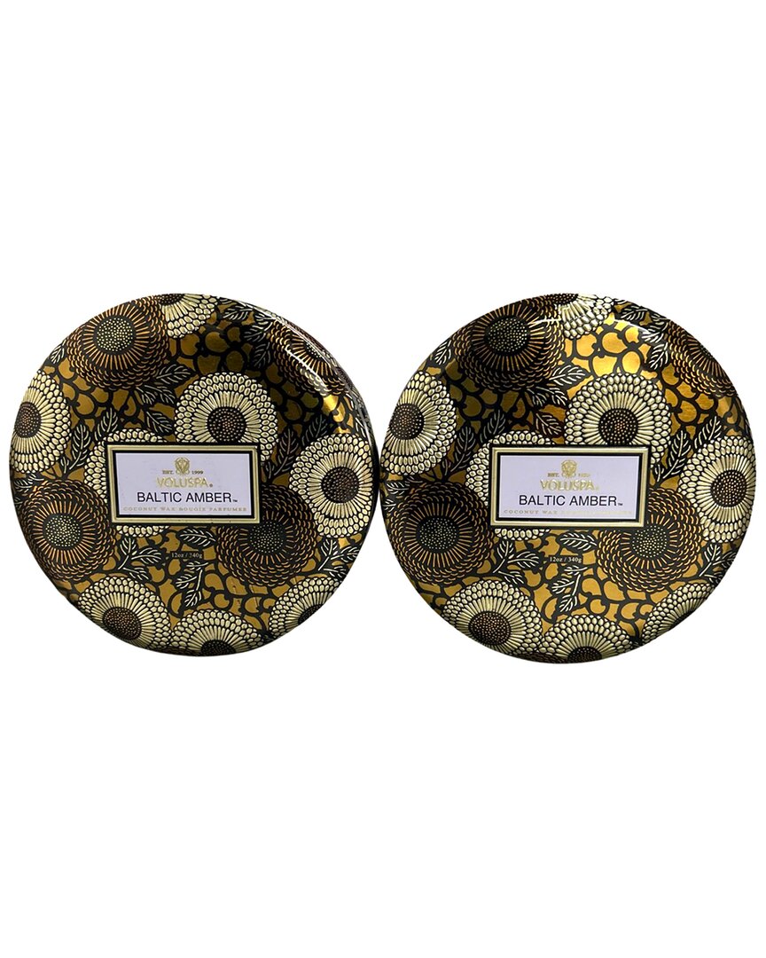 Voluspa Pack Of 2 12oz Baltic Amber 3-wick Tin Candles