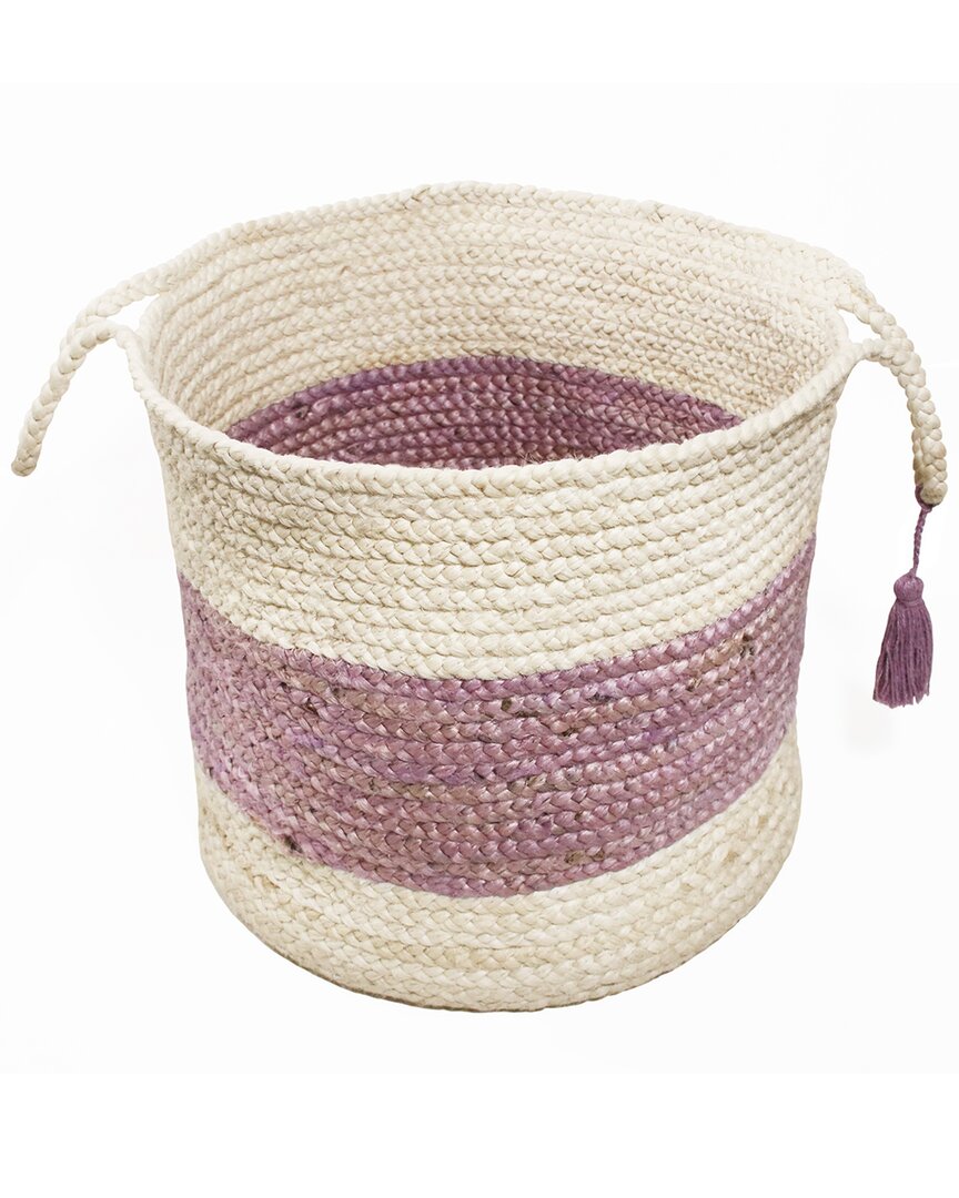Lr Home Annie Striped Jute Decorative Basket In Purple