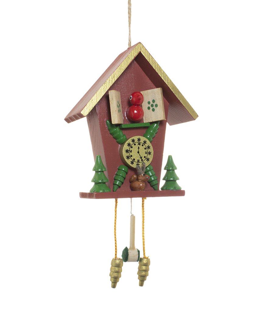 Kurt Adler 6in Wooden Cuckoo Clock Ornament In Multi