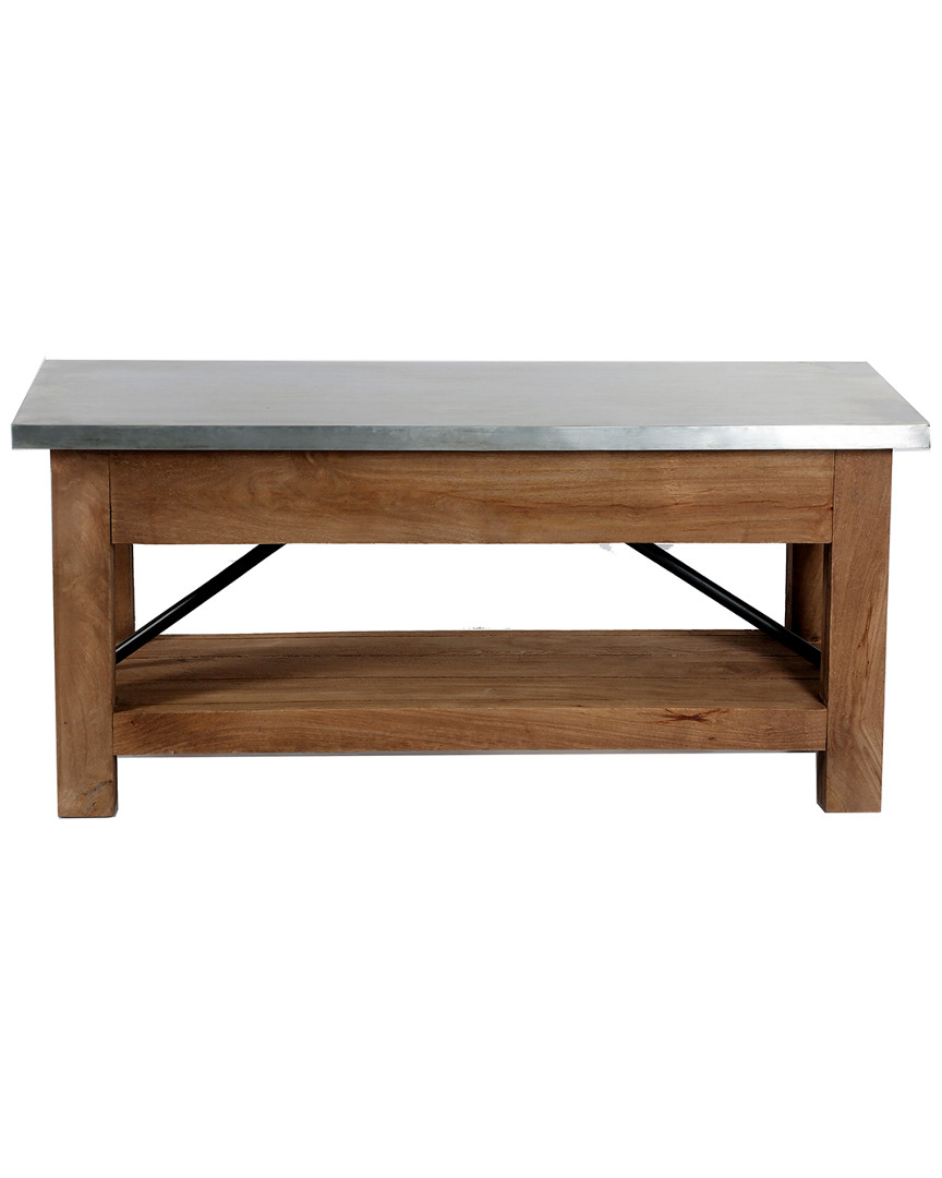 Alaterre Millwork Wood And Zinc Metal 40in Bench With Shelf