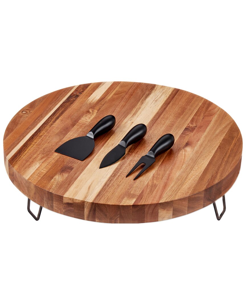 Twine Acacia Footed Cheese Board & Knife Set