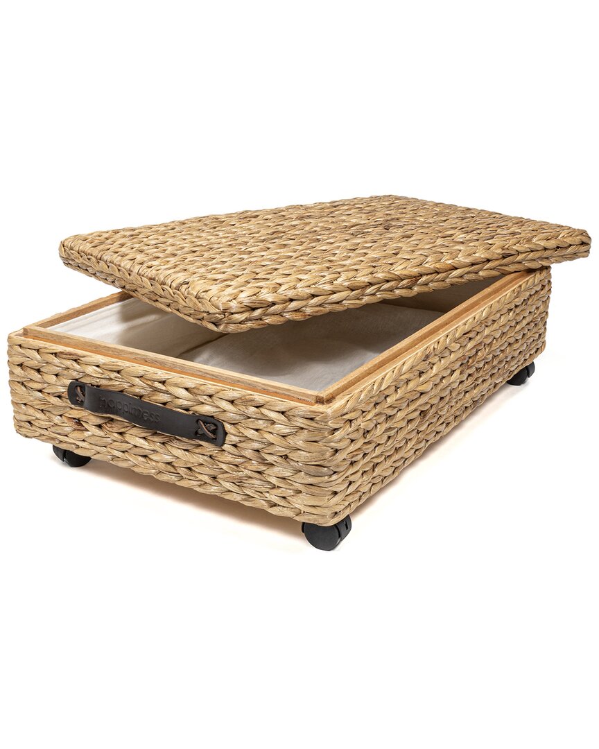 Happimess Chett Minimalist Hand-woven Underbed Storage Bin With Wheels & Handles
