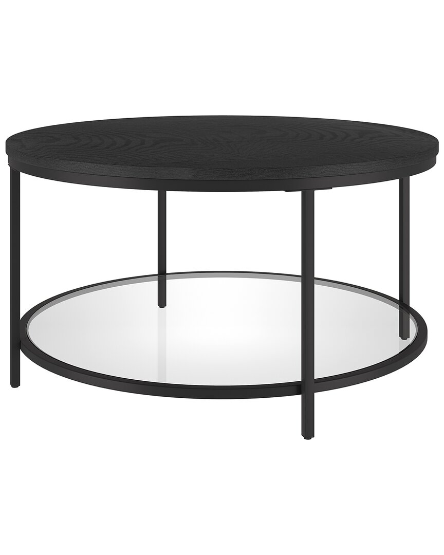 Abraham + Ivy Sevilla 32'' Wide Round Coffee Table With Mdf Top And Glass Shelf In Black