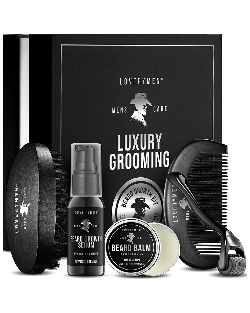 Lovery 5pc Beard Growth Kit – Ultimate Beard Care Set In Black