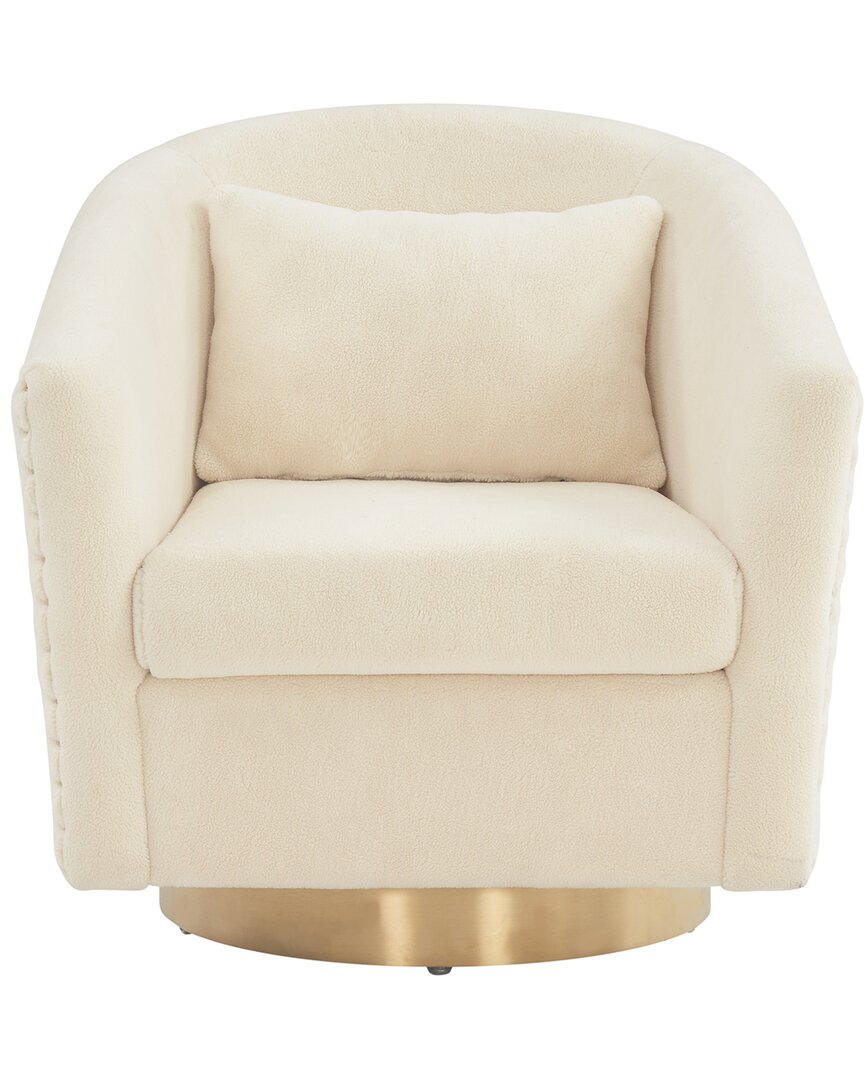 Safavieh Couture Clara Quilted Swivel Tub Chair In Ivory