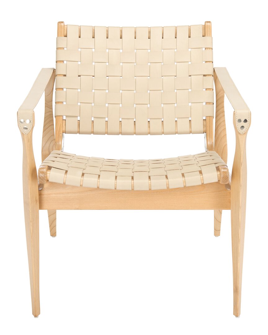Safavieh Couture Dilan Leather Safari Chair In White