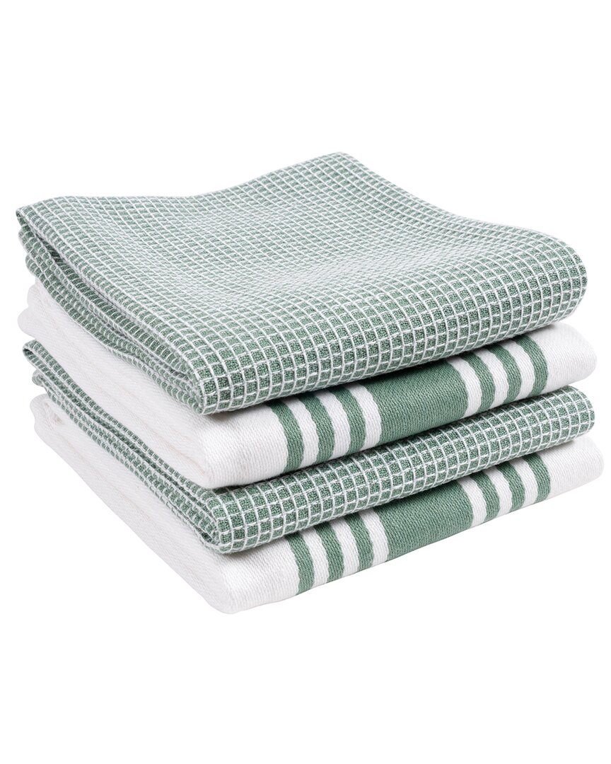 Kaf Home Set Of 4 Madison Waffle Assorted Linens In Green