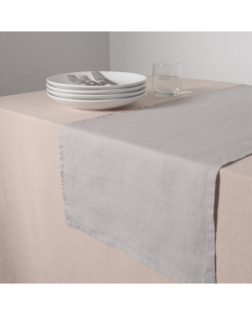 Kaf Home Stonewashed Linen Runner In Grey