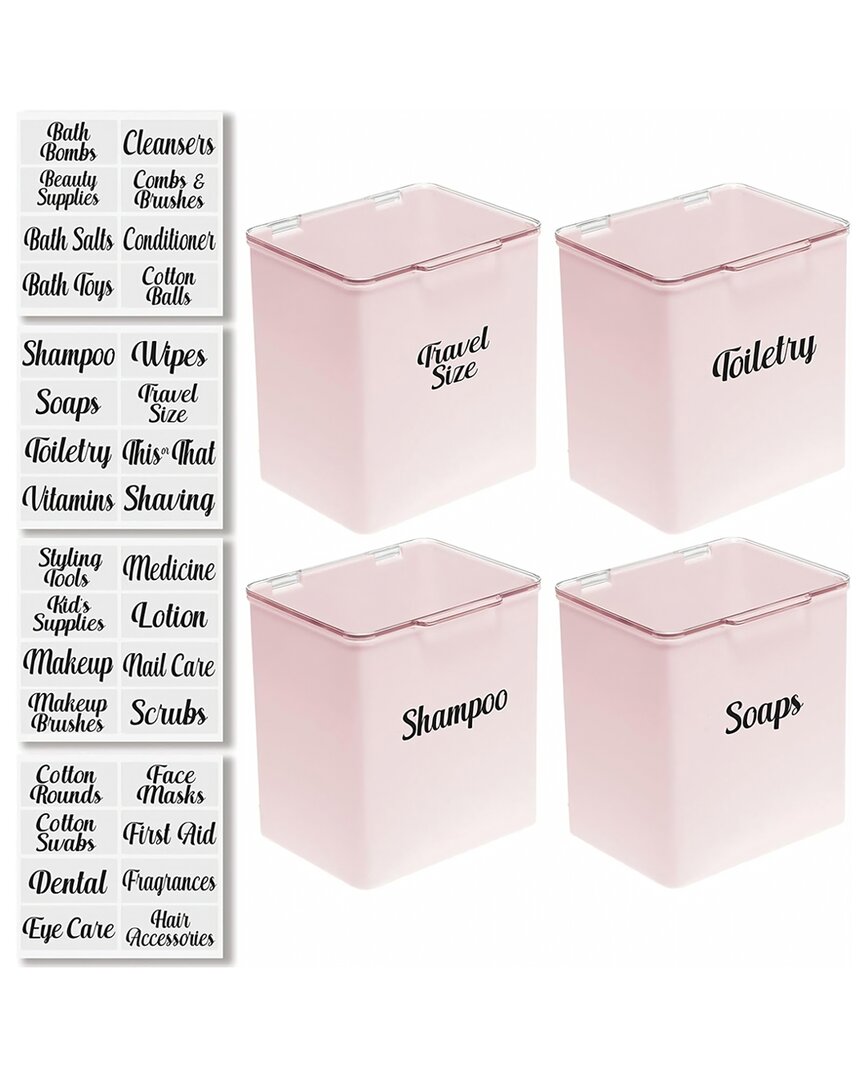 M DESIGN M DESIGN 4-PACK ORGANIZER BIN WITH HINGED LID & LABELS