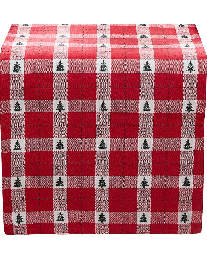 Elrene Home Fashions Sherwood Tree Dobby Cotton Table Runner In Red