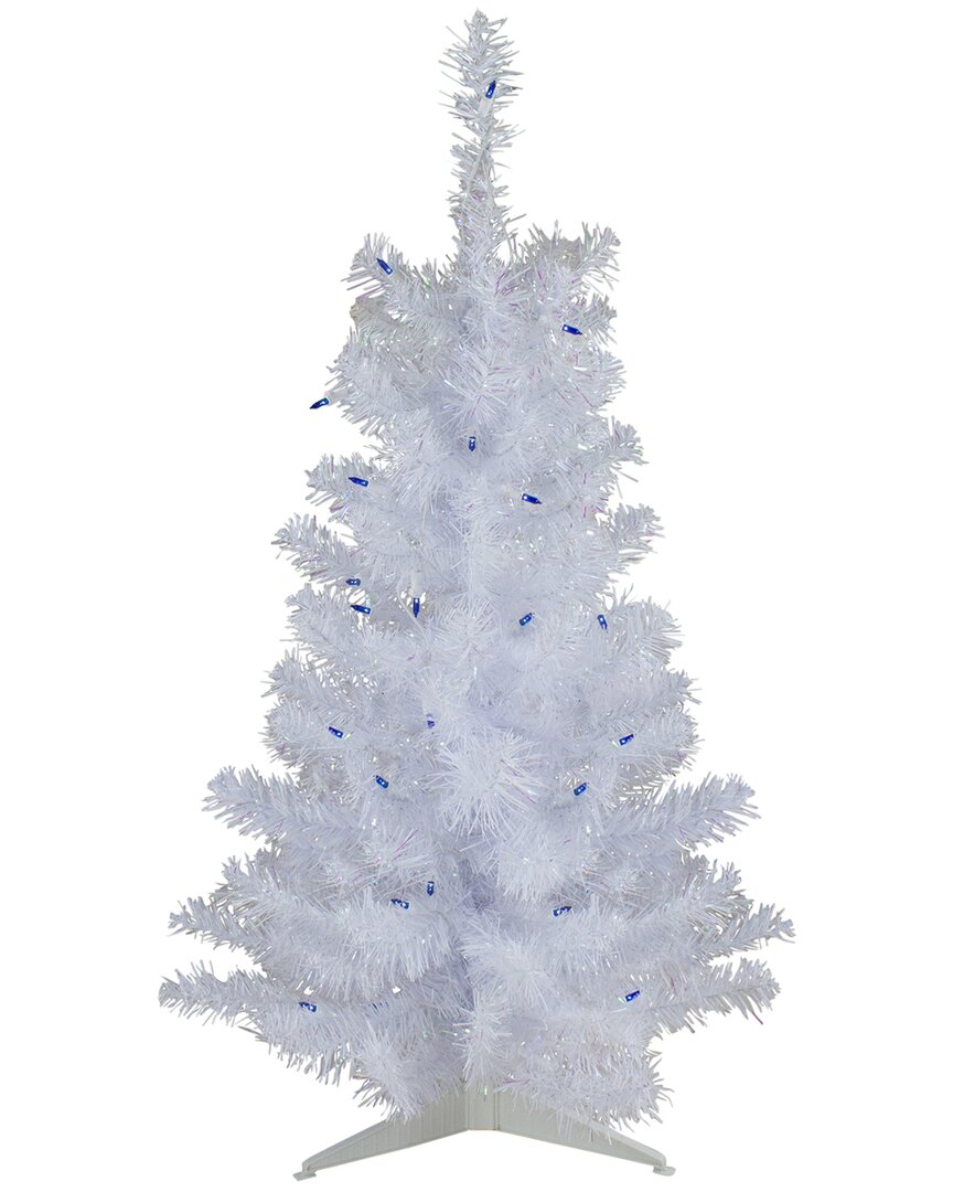NORTHLIGHT NORTHLIGHT 3FT PRE-LIT WHITE PINE SLIM ARTIFICIAL CHRISTMAS TREE